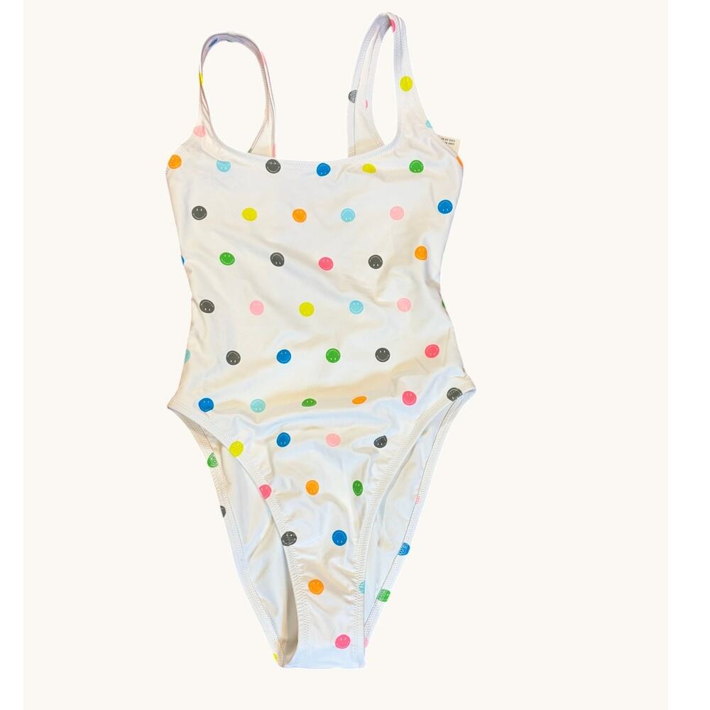 AERIE Women's One Piece Swimsuit XS White Smiley Face Babewatch Cheekiest NWT - Picture 5 of 8